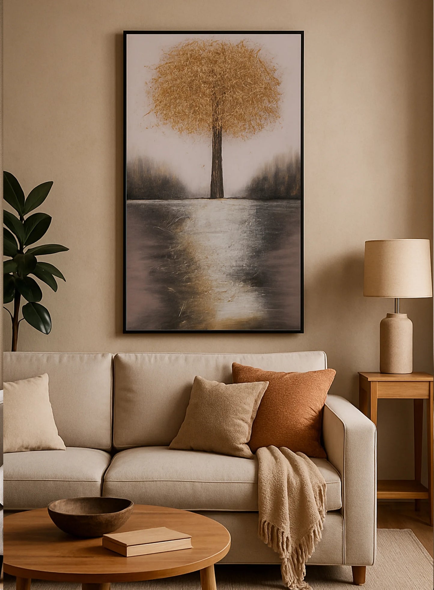 Golden Reflection Wall Tablo – Tree of Light Edition