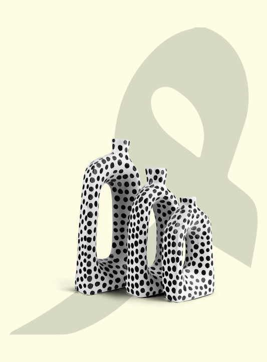 Monochrome Dots Ceramic Vase Set
