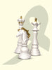 Chess Pieces Decorative Sculptures – White & Gold Collection
