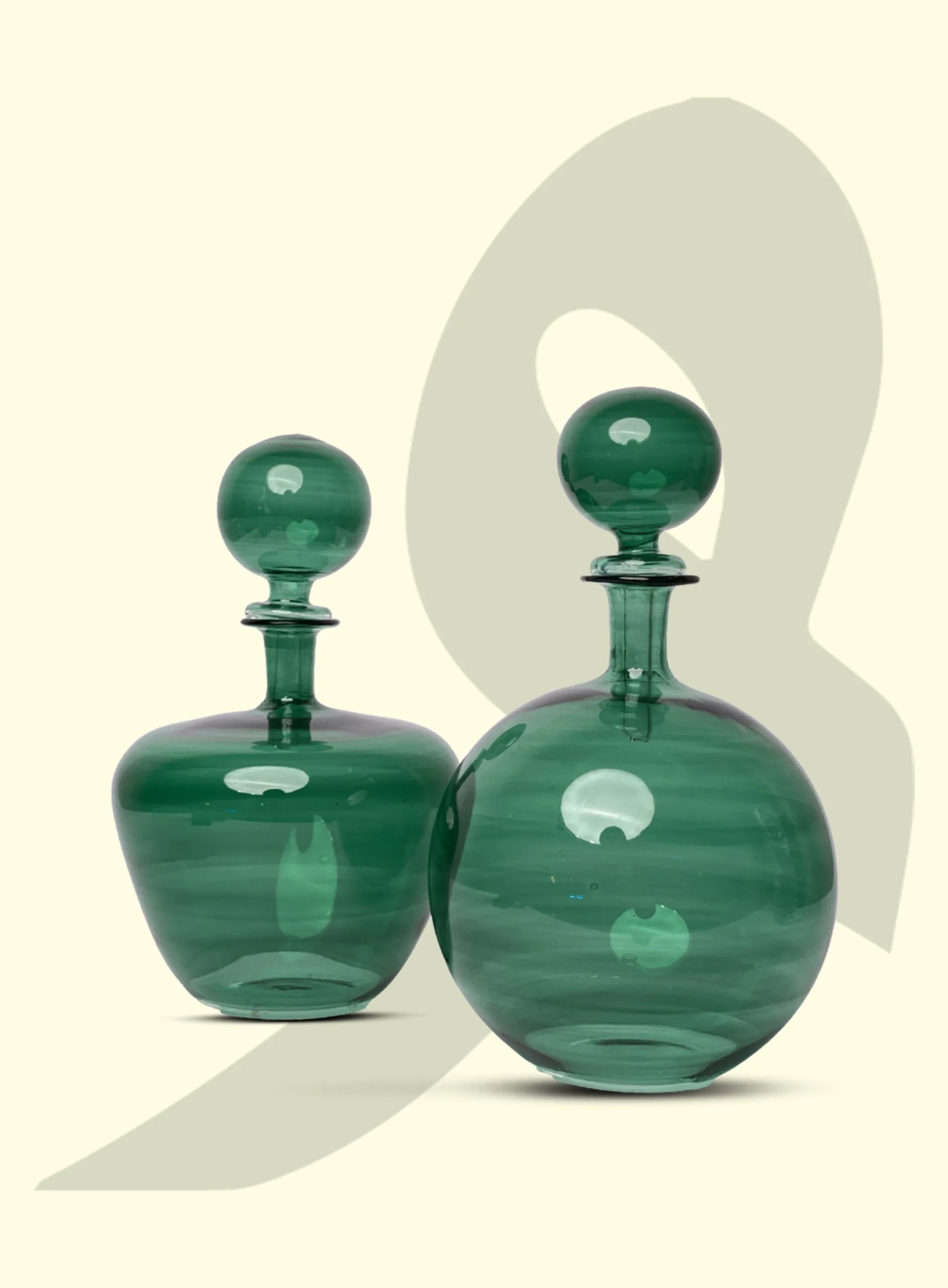 Emerald Globe Glass Bottle Set – Agricultural Green Edition