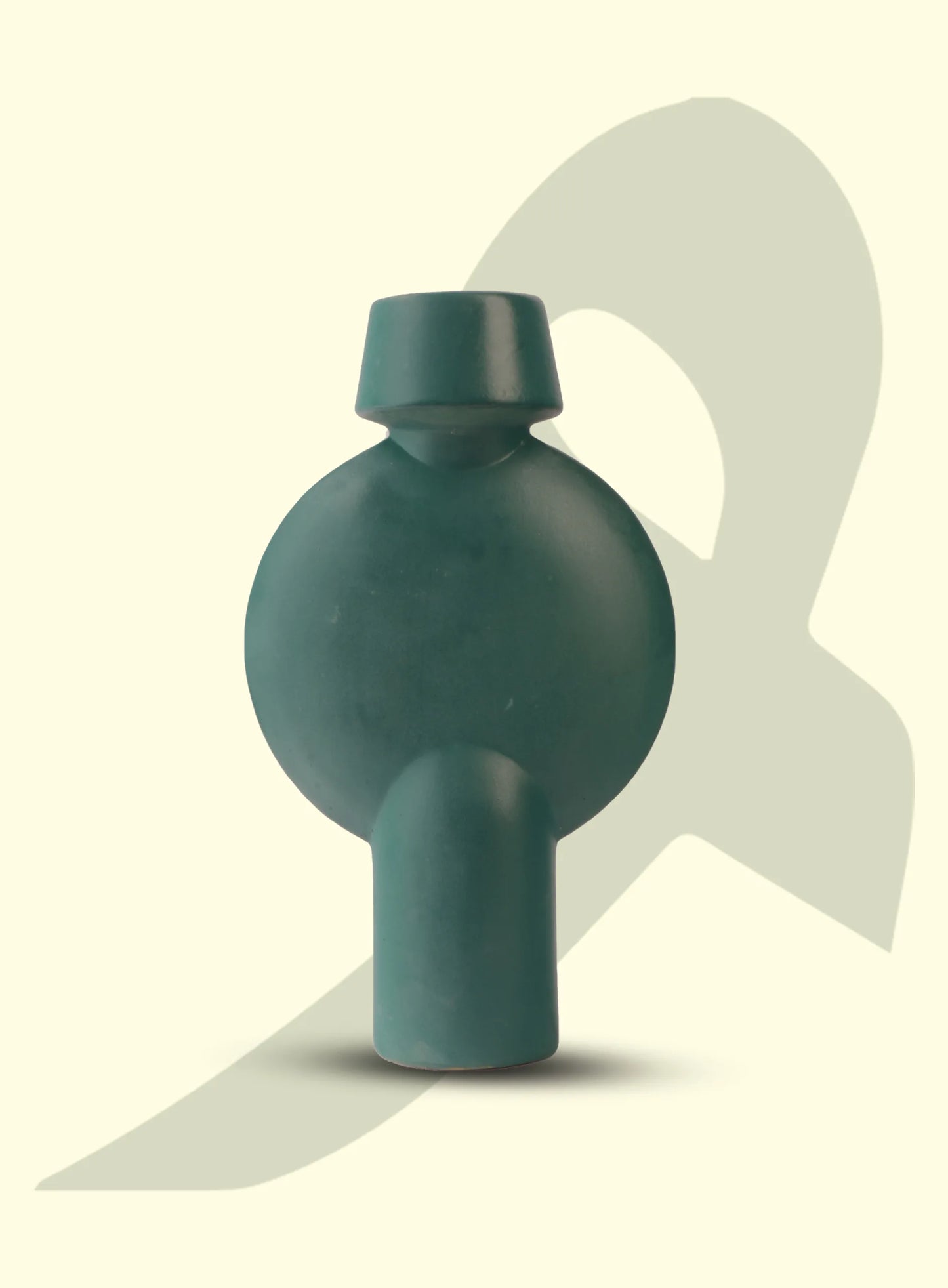 Round Shape Ceramic Vase with Narrow Neck – Matte Green