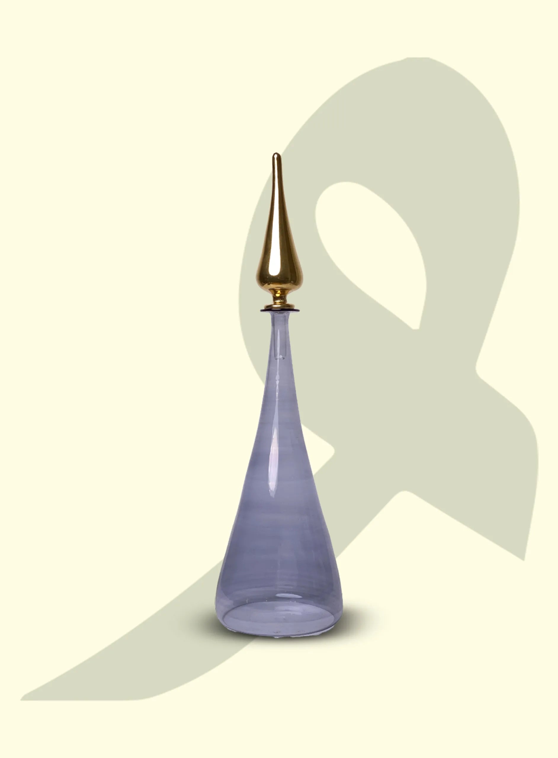 Smoky Amethyst Glass Decorative Bottle – Gold Finial Edition