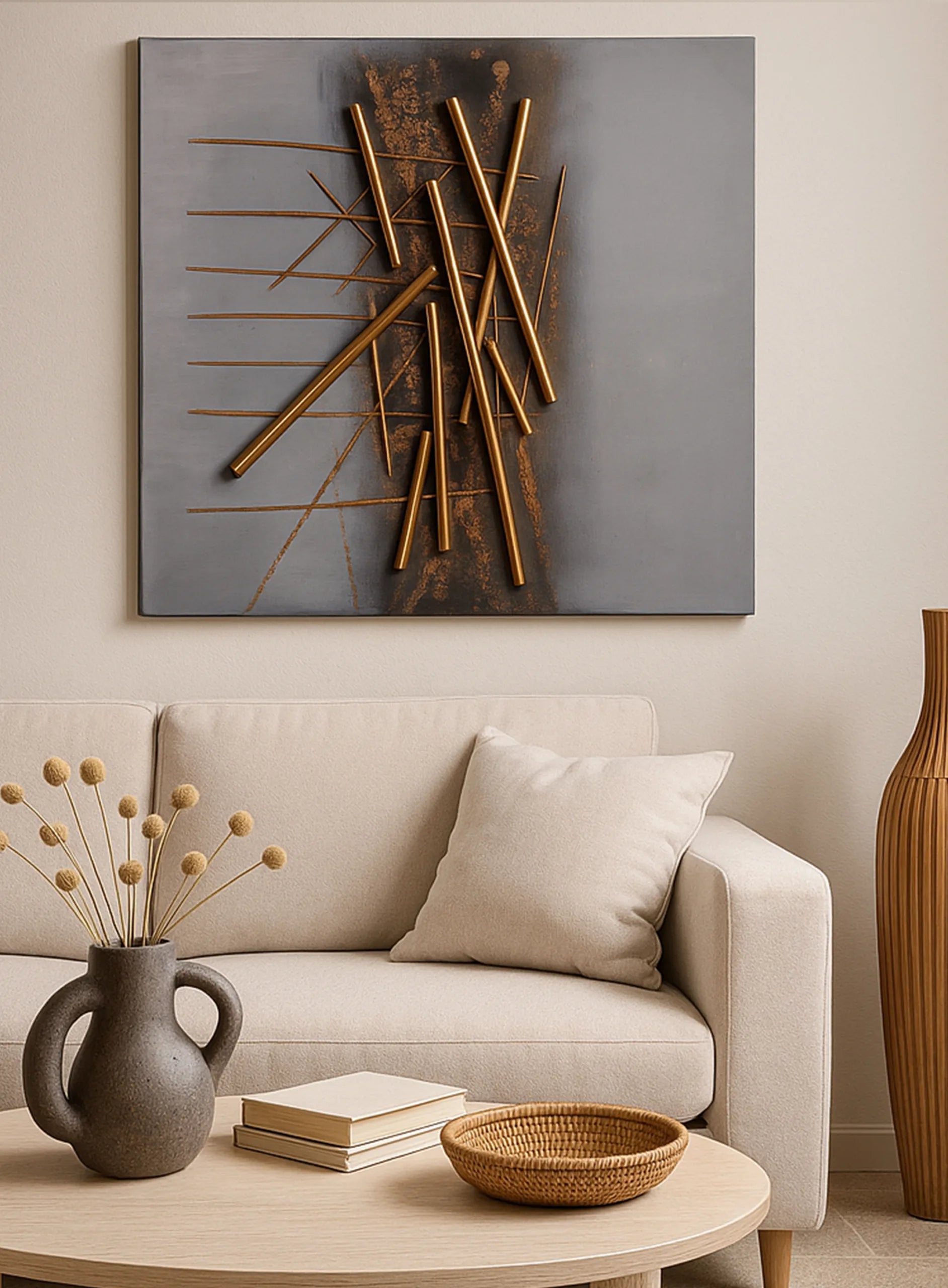 Urban Strata Wall Tablo – Metallic Abstract Edition