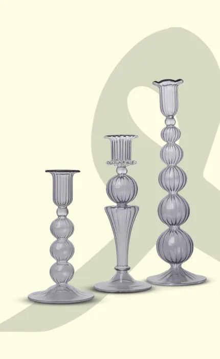 Sculpted Glass Candle Holder Set – Trio Sphere Edition