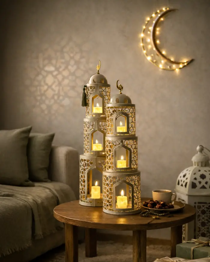 01 .02 Noor Al Layali – 3 Tier Ramadan Lantern Set – JIAJU Home Decor