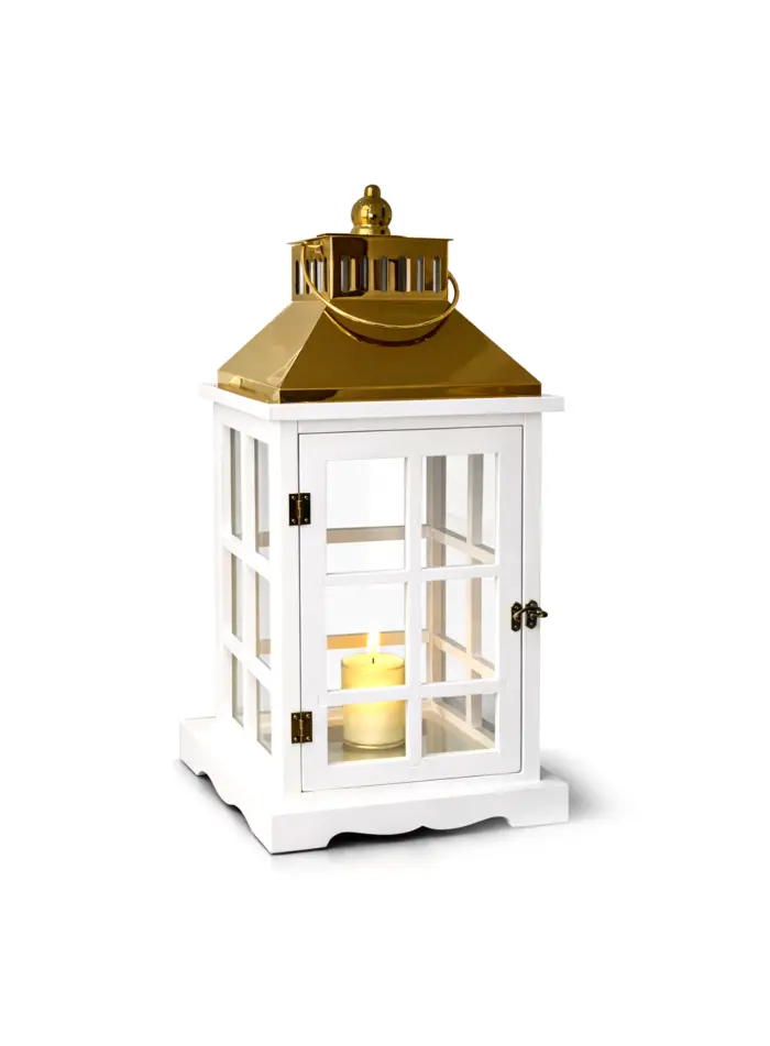 Majlis Noor Lantern – White & Gold – JIAJU Home Decor