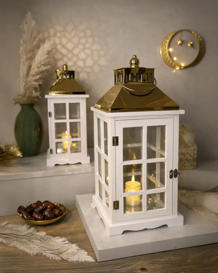Majlis Noor Lantern – White & Gold – JIAJU Home Decor